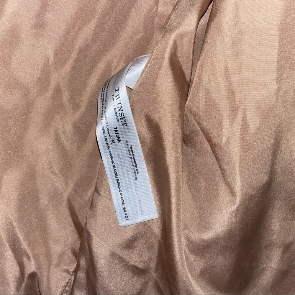 NWT TWINSET Italy genuine feather vest hip length size M in blush powder pink - Picture 6 of 12